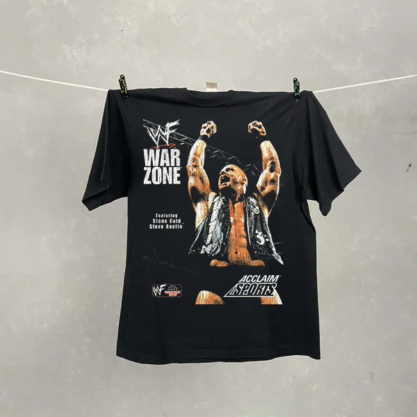 WWF Warzone | Black Vintage Tee